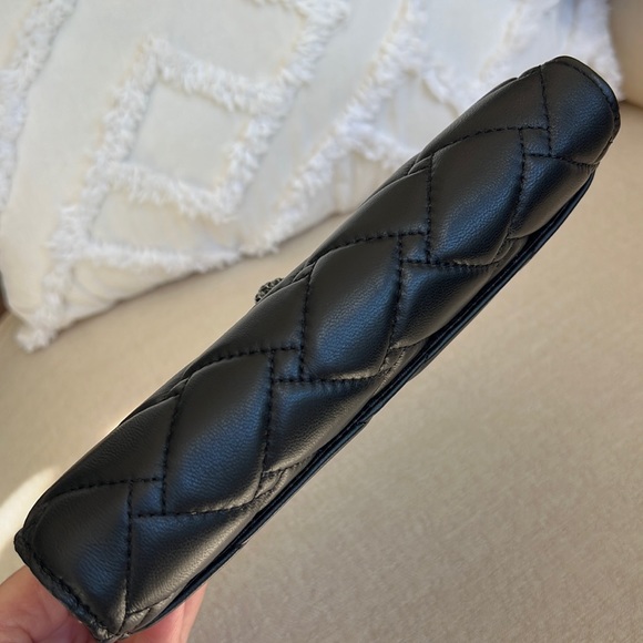 KURT GEIGER LONDON NWT Kensington Leather Wallet on a Chain BLACK - Picture 10 of 17